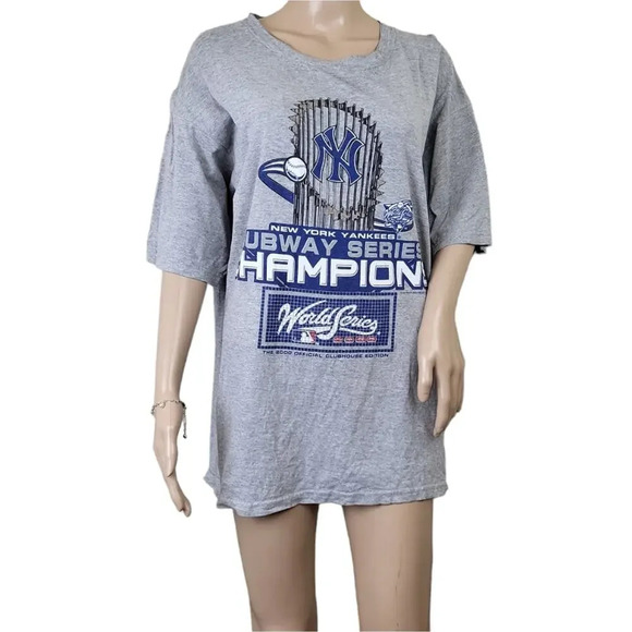 Vintage Lee Sport 2000 Subway Series Gray Official Clubhouse T-shirt  Yankees - Picture 1 of 3